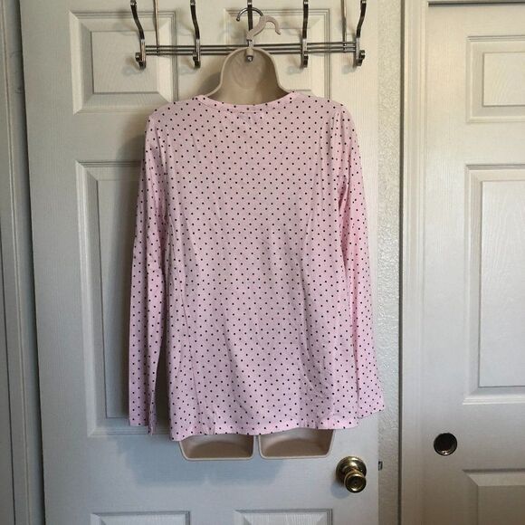 Liz Claiborne Pajama Top (Only) Pink w/Black Polka dots NWT Size XS - Picture 3 of 4